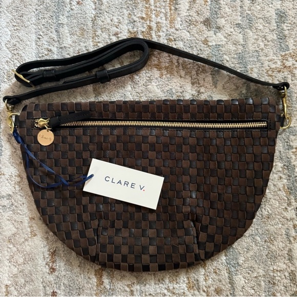 Clare V. Grande Fanny Pack in Black/ Chocolate NWT - Picture 2 of 10